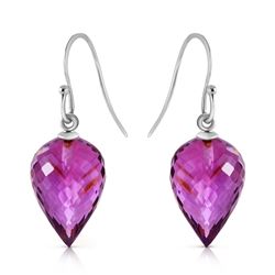 Genuine 19 ctw Amethyst Earrings Jewelry 14KT White Gold - REF-28R4P