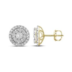 0.98 CTW Diamond Circle Cluster Earrings 14KT Yellow Gold - REF-112N5F