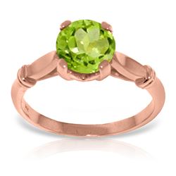 Genuine 1.15 ctw Peridot Ring Jewelry 14KT Rose Gold - REF-51A4K