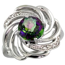 Natural 2.25 ctw mystic-topaz & Diamond Engagement Ring 14K White Gold - REF-57Y8X