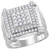 Image 1 : 2.7 CTW Mens Diamond Square Cluster Ring 10KT White Gold - REF-179Y9X