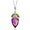 Image 1 : Genuine 10 ctw Amethyst & Peridot Necklace Jewelry 14KT White Gold - REF-28P9H