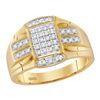 Image 1 : 0.25 CTW Mens Diamond Rectangle Cluster Ring 10KT Yellow Gold - REF-34H4M