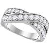 Image 1 : 1 CTW Diamond Double Row Crossover Ring 14KT White Gold - REF-94N4F