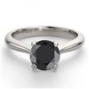 Image 1 : 14K White Gold Jewelry 0.83 ctw Black Diamond Solitaire Ring - REF#43W4K-WJ13225