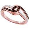 Image 1 : 0.20 CTW Red Color Diamond Swirl Ring 10KT Rose Gold - REF-24Y2X