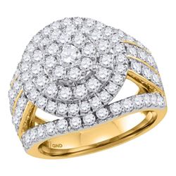 3.03 CTW Diamond Flower Cluster Bridal Engagement Ring 14KT Yellow Gold - REF-277K4W