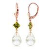 Image 1 : Genuine 11 ctw White Topaz & Peridot Earrings Jewelry 14KT Rose Gold - REF-39K3V