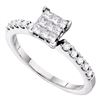 Image 1 : 0.49 CTW Princess Diamond Square Cluster Slender Ring 14KT White Gold - REF-52M4H