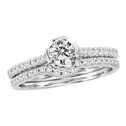 0.76 CTW Diamond Bridal Wedding Engagement Ring 14KT White Gold - REF-139W5K