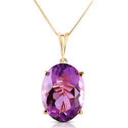 Genuine 7.55 ctw Amethyst Necklace Jewelry 14KT Yellow Gold - REF-35H9X