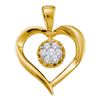 0.25 CTW Diamond Heart Love Cluster Pendant 14KT Yellow Gold - REF-41F9N