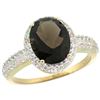 Natural 2.56 ctw Smoky-topaz & Diamond Engagement Ring 10K Yellow Gold - REF-32X7A