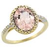 Image 1 : Natural 2.92 ctw Morganite & Diamond Engagement Ring 10K Yellow Gold - REF-49Y8X