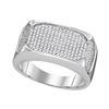 0.50 CTW Mens Diamond Rectangle Flat Cluster Ring 10KT White Gold - REF-67X4Y