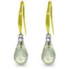 Genuine 4.6 ctw Green Amethyst & Diamond Earrings Jewelry 14KT Yellow Gold - REF-28F5Z