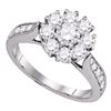 Image 1 : 1.5 CTW Diamond Cluster Bridal Engagement Ring 14KT White Gold - REF-209H9M