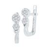 Image 1 : 0.22 CTW Diamond Flower Cluster Hoop Earrings 10KT White Gold - REF-30N2F