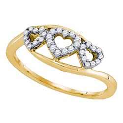 0.19 CTW Diamond Heart Love Ring 10KT Yellow Gold - REF-16W4K