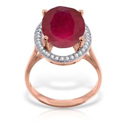 Genuine 7.93 ctw Ruby & Diamond Ring Jewelry 14KT Rose Gold - REF-124Z2N