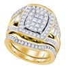 Image 1 : 1.51 CTW Diamond Cluster Bridal Engagement Ring 14KT Yellow Gold - REF-217M4H