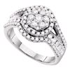 Image 1 : 1 CTW Diamond Flower Cluster Cocktail Ring 14KT White Gold - REF-119W9K