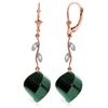 Genuine 30.52 ctw Green Sapphire Corundum & Diamond Earrings Jewelry 14KT Rose Gold - REF-66H2X
