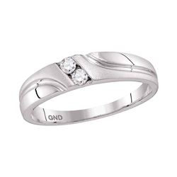 0.15 CTW Mens Diamond Wedding Anniversary Ring 10KT White Gold - REF-26N9F