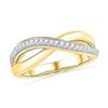 Image 1 : 0.10 CTW Diamond Crossover Ring 10KT Yellow Gold - REF-19N4F