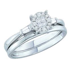 0.25 CTW Princess Diamond Soleil Bridal Engagement Ring 14KT White Gold - REF-44N9F