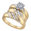 Image 1 : 0.19 CTW Diamond His & Hers Matching Trio Bridal Engagement Ring 10KT Yellow Gold - REF-49X5Y