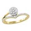 Image 1 : 0.25 CTW Diamond Cluster Chevron Fashion Ring 10KT Yellow Gold - REF-22W4K