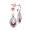 Image 1 : 0.33 CTW Red Color Diamond Oval Dangle Screwback Earrings 10KT Rose Gold - REF-40W4K