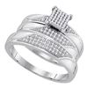 Image 1 : 0.25 CTW His & Hers Diamond Cluster Matching Bridal Ring 10KT White Gold - REF-44Y9X