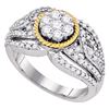 Image 1 : 0.90 CTW Diamond 2-tone Roped Cluster Ring 10KT Two-tone Gold - REF-82K4W