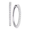 Image 1 : 1 CTW Pave-set Diamond Single Row Hoop Earrings 14KT White Gold - REF-104F9N