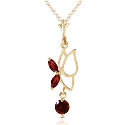 Genuine 0.40 ctw Garnet Necklace Jewelry 14KT Yellow Gold - REF-22T2A