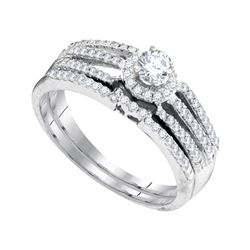0.50 CTW Diamond Halo Bridal Engagement Ring 10KT White Gold - REF-46H4M