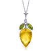 Genuine 10 ctw Citrine & Peridot Necklace Jewelry 14KT White Gold - REF-28Y9F