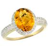 Natural 2.56 ctw Whisky-quartz & Diamond Engagement Ring 10K Yellow Gold - REF-31G9M