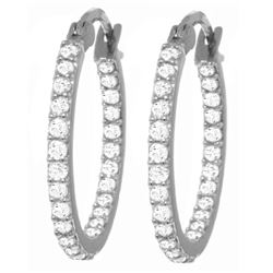 Genuine 0.75 ctw Diamond Anniversary Earrings Jewelry 14KT White Gold - REF-137X2M