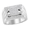 0.39 CTW Mens Diamond Square Center Cluster Ring 10KT White Gold - REF-82K4W