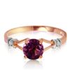 Genuine 0.92 ctw Amethyst & Diamond Ring Jewelry 14KT Rose Gold - REF-28P4H
