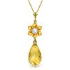 Genuine 2.78 ctw Citrine & Diamond Necklace Jewelry 14KT Yellow Gold - REF-31P2H