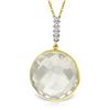 Genuine 18.08 ctw White Topaz & Diamond Necklace Jewelry 14KT Yellow Gold - REF-50V3W