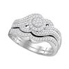 0.45 CTW Diamond Cluster Bridal Engagement Ring 10KT White Gold - REF-49N5F