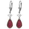 Genuine 18.6 ctw Ruby & White Topaz Earrings Jewelry 14KT White Gold - REF-46Z7N