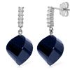 Genuine 30.65 ctw Sapphire & Diamond Earrings Jewelry 14KT White Gold - REF-59H9X