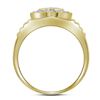 Image 2 : 0.85 CTW Mens Diamond Concentricle Circle Flower Cluster Ring 10KT Yellow Gold - REF-75X2Y