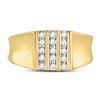 Image 2 : 0.25 CTW Mens Channel-set Diamond Triple Row Wedding Ring 10KT Yellow Gold - REF-30X2Y